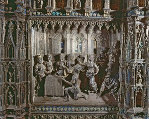 Fiesta de Herodes, con la danza de Salomé, Altar de Argento, 1478 de Antonio di Salvi