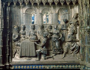 Vida de San Juan Bautista: el banquete de Herodes. Relieve en plata de Antonio di Salvi