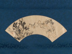 Preparando té junto a un desfiladero de montaña, 1825 de Aoki Mokubei