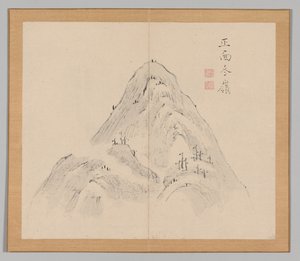 Doble álbum de estudios de paisajes después de Ikeno Taiga, Volumen 1 hoja 24 de Aoki Shukuya