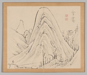 Doble álbum de estudios de paisajes después de Ikeno Taiga, Volumen 1 hoja 33, siglo XVIII de Aoki Shukuya