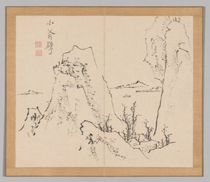 Doble álbum de estudios de paisajes después de Ikeno Taiga, Volumen 1 hoja 8, siglo XVIII de Aoki Shukuya