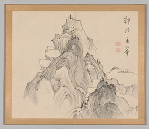 Álbum doble de estudios de paisajes después de Ikeno Taiga, Volumen 2 hoja 2, siglo XVIII de Aoki Shukuya