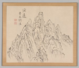 Álbum doble de estudios de paisajes después de Ikeno Taiga, Volumen 2 hoja 6, siglo XVIII de Aoki Shukuya