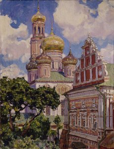 Nubes y cúpulas doradas. El Monasterio Simonov, 1927 de Apollinari Mikhailovich Vasnetsov