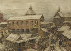Vieja Moscú. Okhotny Ryad, 1900s-1910s de Apollinari Mikhailovich Vasnetsov