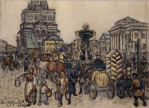 La fuente en la Plaza Sukharevskaya en el siglo XIX, 1921