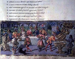 Escena de banquete, del Eneida