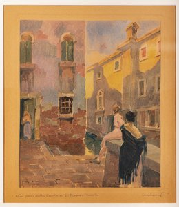 San Roque en Venecia (acuarela sobre papel) de Arcangelo Salvarani