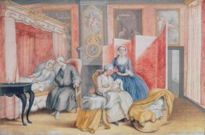 José II (1741-90) al lado de la cama de su esposa Isabel de Parma tras el nacimiento de su hija María Teresa (1762-1770), 1762 de Archduchess of Austria Maria Christine