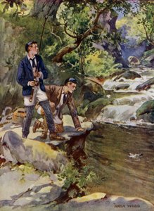 Pescando una trucha de Archibald Bertram (after) Webb
