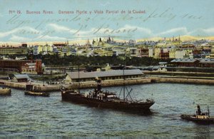 Muelle norte y vista parcial de la ciudad, Buenos Aires, Argentina