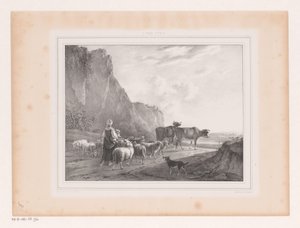 Paisaje con rebaño y pastora de Arie Ketting de Koningh