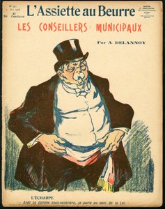 Portada de “El plato de mantequilla”, número 371, satírico en colores de Aristide Delannoy
