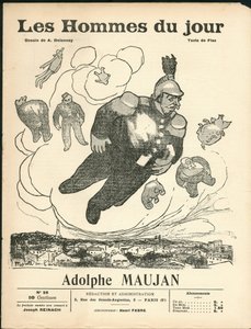 Portada de Les Hommes du jour, ca. 1905 - Ilustración de Aristide Delannoy (1874-1911): Globos de baudruche - Clemenceau George, Jaures Jean, Fallieres Armand (1841-1931), Maujan Adolphe (1853-1914) de Aristide Delannoy