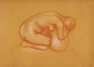 Modelo arrodillado con la cabeza descansando en las manos, mirando hacia la derecha de Aristide Maillol