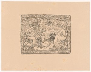 Tapiz con cuatro mujeres haciendo música en un paisaje
Concert champêtre (título original) de Aristide Maillol