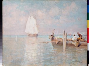 La baie de Venise (Italie) - The Bay of Venice - Peinture de Arkadi Afanasyevich Chumakov (Tchoumakov) (1868-1948), huile sur toile