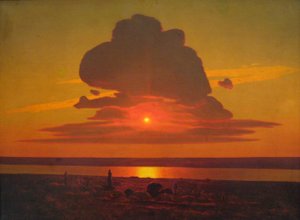 Ruso: "Puesta de sol roja " Puesta de sol roja en el Dniéper de Arkhip Kuindzhi