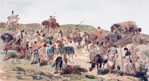 Un Carro Viajando con Escolta en el Siglo XV, 1886 de Armand Jean Heins