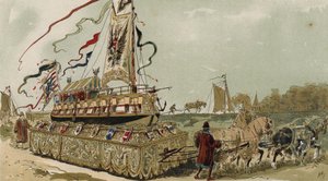 Barcaza en el canal de Brujas-Gante, Países Bajos Españoles, siglo XVI de Armand Jean Heins