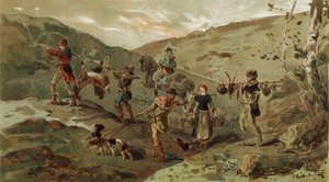 Partida de caza y porteadores, siglo XIII de Armand Jean Heins
