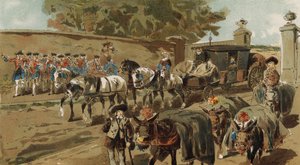 Burros cargados y coche de correos, Países Bajos Austríacos, siglo XVIII de Armand Jean Heins