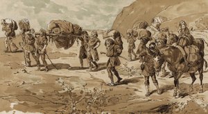 Litera, porteadores y mulas de carga, época de las Cruzadas, siglo XI de Armand Jean Heins