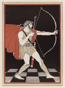 Ulises tensando su arco (litografia en color) de Armand Joseph Bonamy