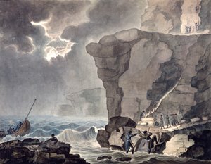 Desembarco de los conspiradores en el acantilado de Biville, 1771-1847 de Armand Jules Marie Heraclius de Polignac