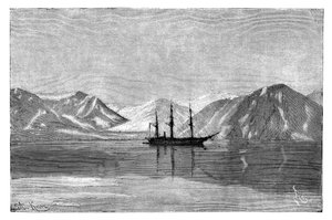 El Vega anclado en la Bahía de Konyam, Siberia, Rusia, 1895
