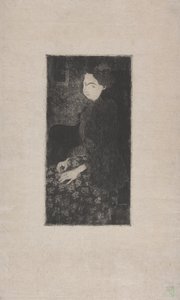 Femme assise avec chapeau a plumes (Mujer sentada con sombrero de plumas) c.1893 (aguafuerte, punta seca y punteado) de Armand Séguin
