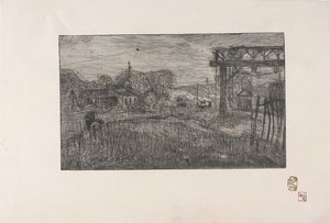 La Gare de Valmondois (La estación de Valmondois) 1893 (aguafuerte y ruleta) de Armand Séguin