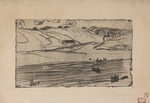 La Peche (Pesca) 1893 (aguafuerte y ruleta) de Armand Séguin
