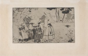 La Ronde de Pont-Aven (El baile de Pont-Aven) 1891 (aguafuerte, aguatinta y punta seca) de Armand Séguin