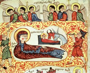 Ms 404 fol.1v La Natividad, de un Evangelio