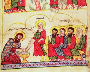 Cristo lavando los pies de los discípulos, siglo XII-XIII de Armenian School
