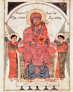 Virgen con el niño y los ángeles, detalle (manuscrito ilustrado de Armenian School