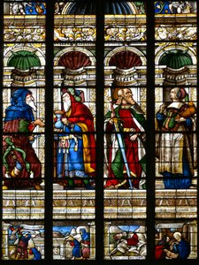 Abraham, Melquisedec, San Pablo y la Sibila de Samos - Vidriera en la capilla de San Jaime, Arnaud de Moles (1470-1520) completada en 1513 - Catedral Sainte Marie d