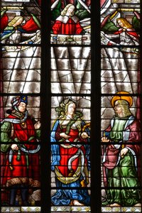 El profeta Daniel, Sibila Cimeria y San Mateo el Evangelista - Vidriera de la capilla Saint Louis, Arnaud de Moles (1470-1520) completada en 1513 - Catedral Sainte Marie d