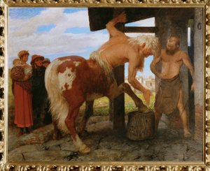 Kentaur in der Dorfschmiede - Centauro en la herrería del pueblo ... de Arnold Böcklin