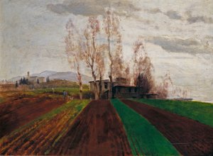 Campos de cultivo a principios de primavera (inacabado) de Arnold Böcklin