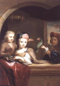 Tres Niños con un Loro