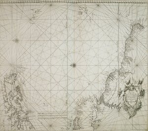 Una carta de Brasil encuadernada en el "Atlas of werelts-water-deel en des selfs zee-custen" de Jacob Colom. de Arnold Colom