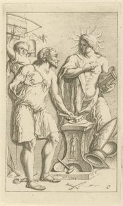 Apolo en la Fragua de Vulcano Escena de estatuas de pecado abiertas al servicio de pintores, estatutarios, etc. (título de la serie) de Arnold Houbraken
