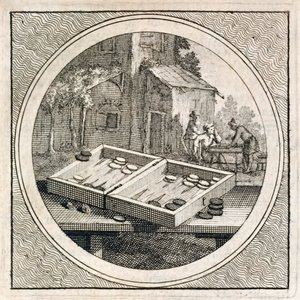 Juego de backgammon y jugadores de Stichtelyke Zinnebeelde de Arnold Houbraken