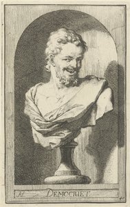 Busto de Demócrito Demócrata (título sobre objeto) Cuarenta y una piezas, varias estatuas de Sinne (título de la serie)