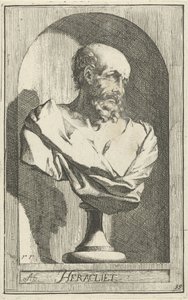 Busto de Heráclito Heráclito (título sobre objeto) Cuarenta y una piezas, varias estatuas de Sinne (título de la serie) de Arnold Houbraken