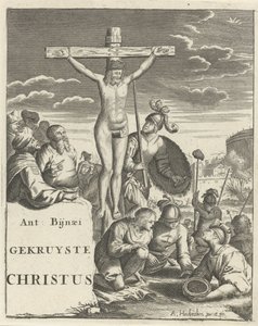 Cristo en la cruz Página de título para: A. Bynaeus, Cristo Crucificado, 1725 de Arnold Houbraken