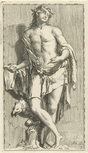 Personificación de la poesía Digtkonst (título en el objeto) Cuarenta y una piezas, varias estatuas de Sinne (título de la serie) de Arnold Houbraken